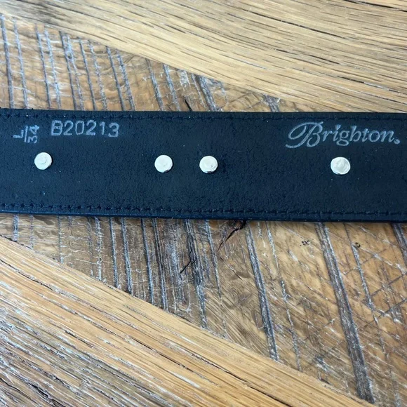 Brighton Black Leather Belt Turquoise Concho Western Silver Buckle B20213 L. 34 - Picture 3 of 8